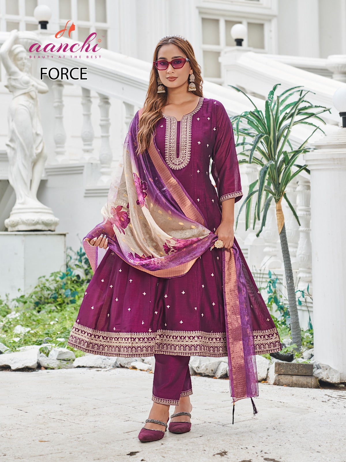 Force Aanchi Vichitra Silk Readymade Anarkali Suits Manufacturer