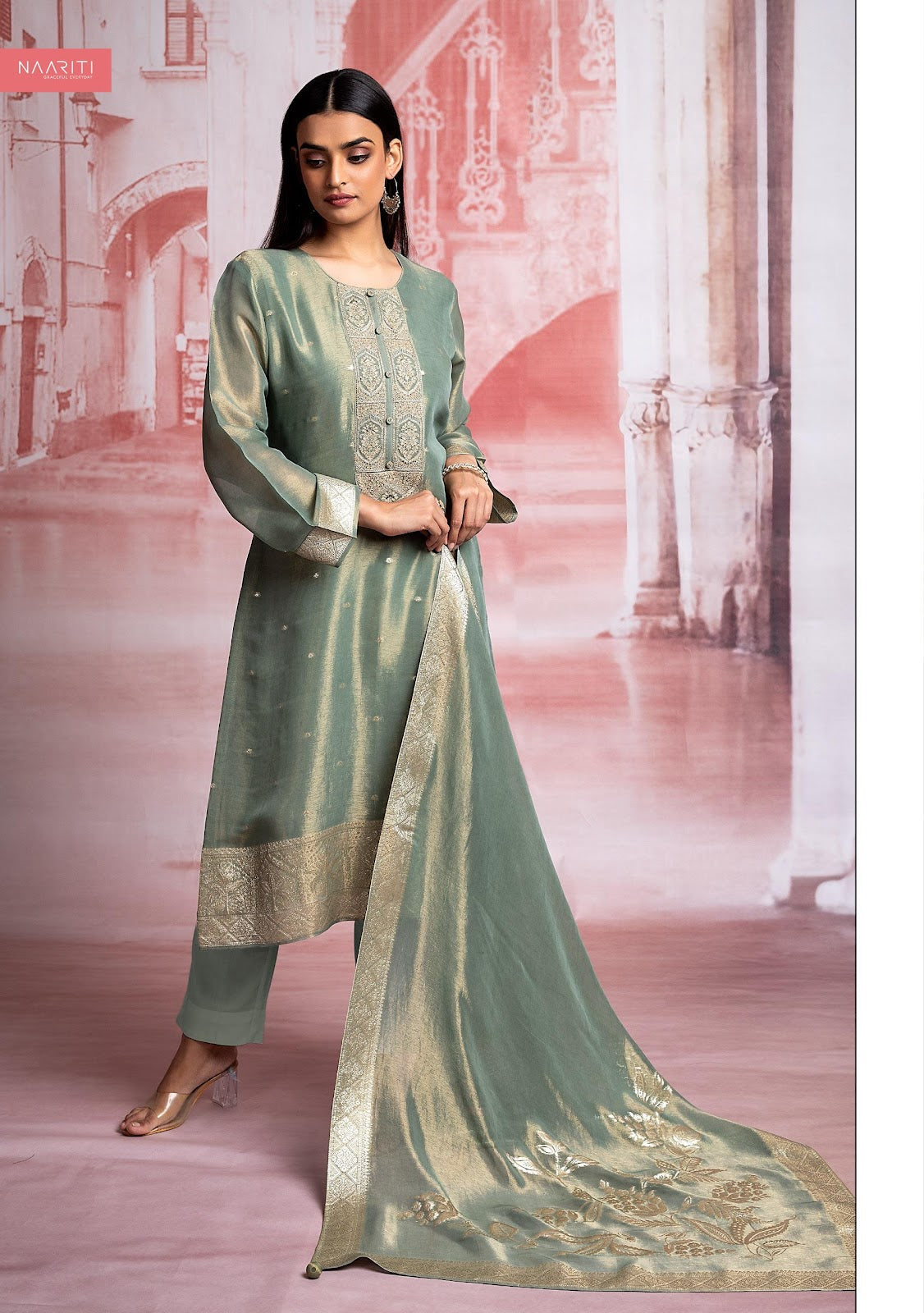 Forza Naariti Organza Tissue Pant Style Suits Wholesaler Ahmedabad