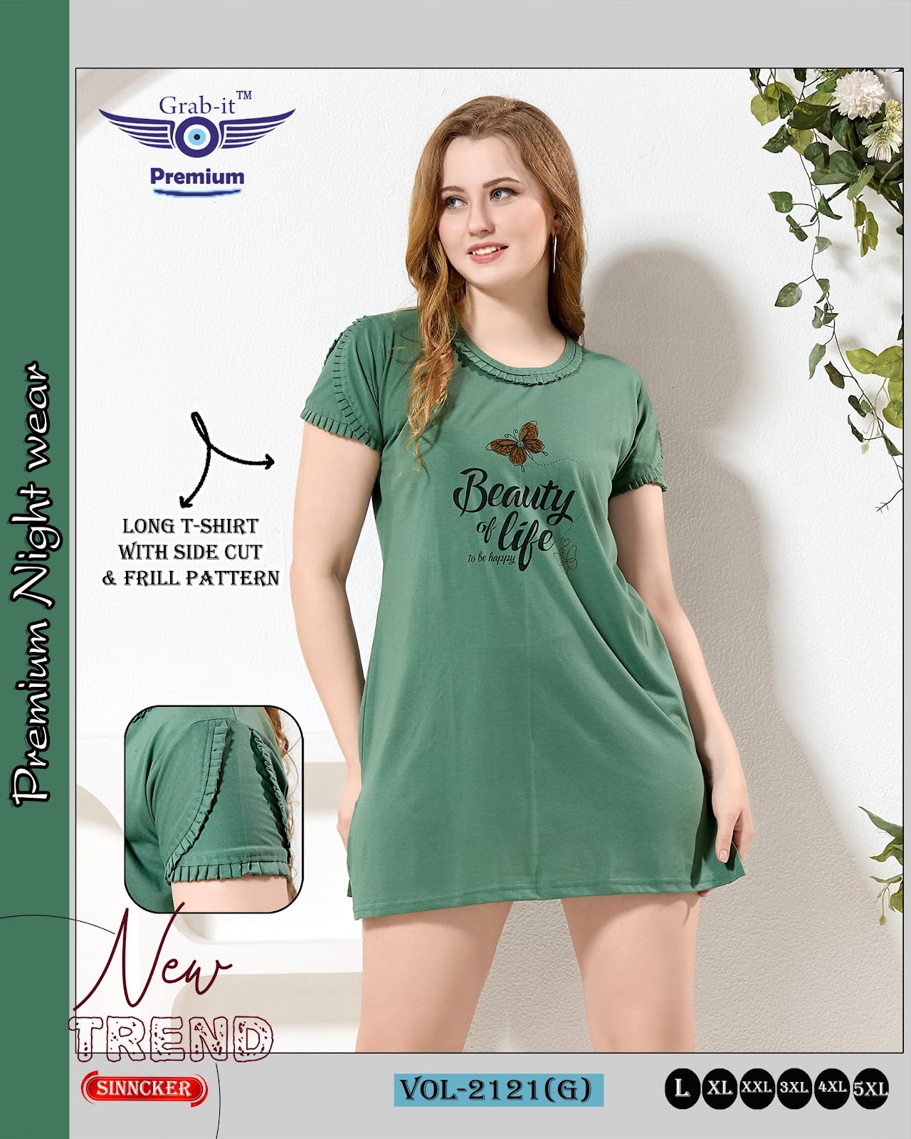 Frill Pattern Vol 2121 G Grab It Sinker Women Long Tshirt Wholesale Price