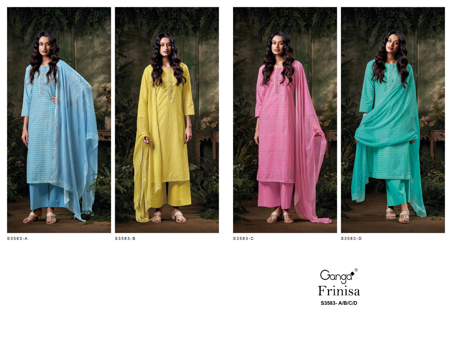 Frinisa 3583 Ganga Cotton Plazzo Style Suits Manufacturer