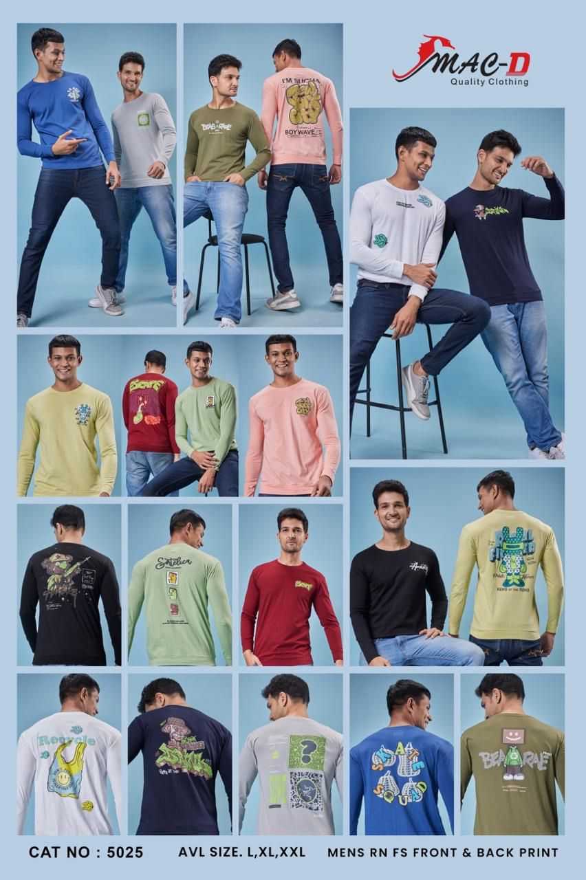Front-Back Print Cat No 5025 Mac D Mens Tshirts Exporter India