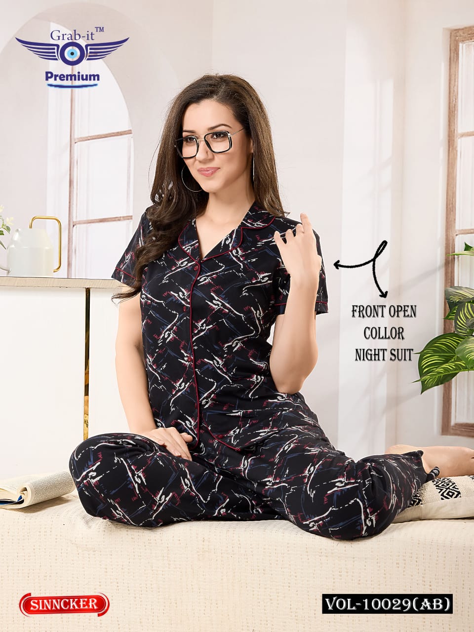 Front Open Vol 10029 Ab Grab It Sinker Collar Night Suits Supplier