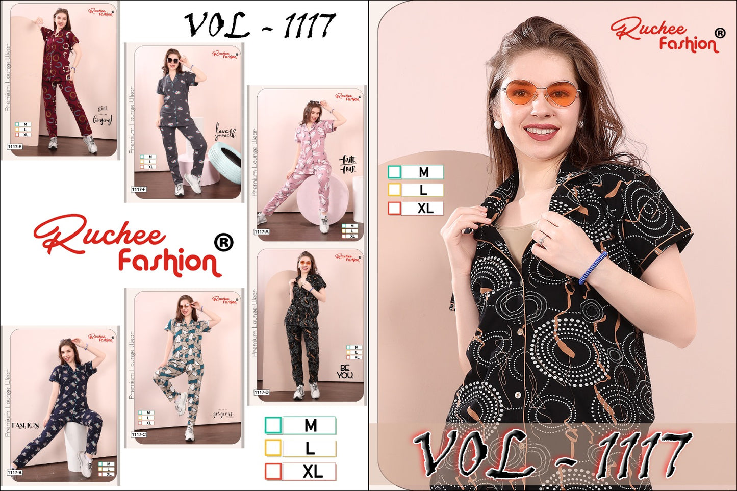 Front Open Vol 1117 Ruchee Fashion Hosiery Collar Night Suits Manufacturer India