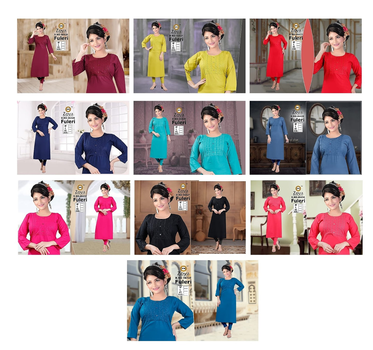 Fuleri Zoya Rayon Long Straight Kurti Wholesaler