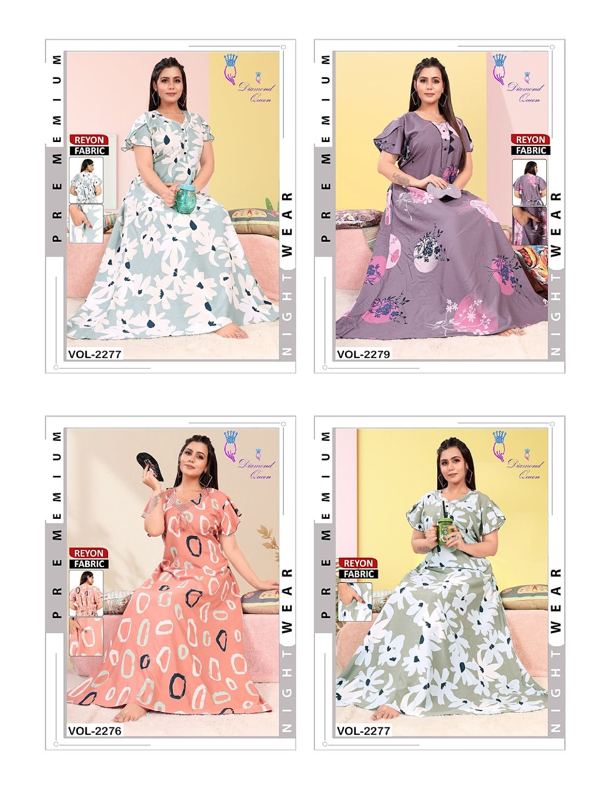 Full Ghera 2907 Diamond Queen Rayon Night Gowns Wholesale Price