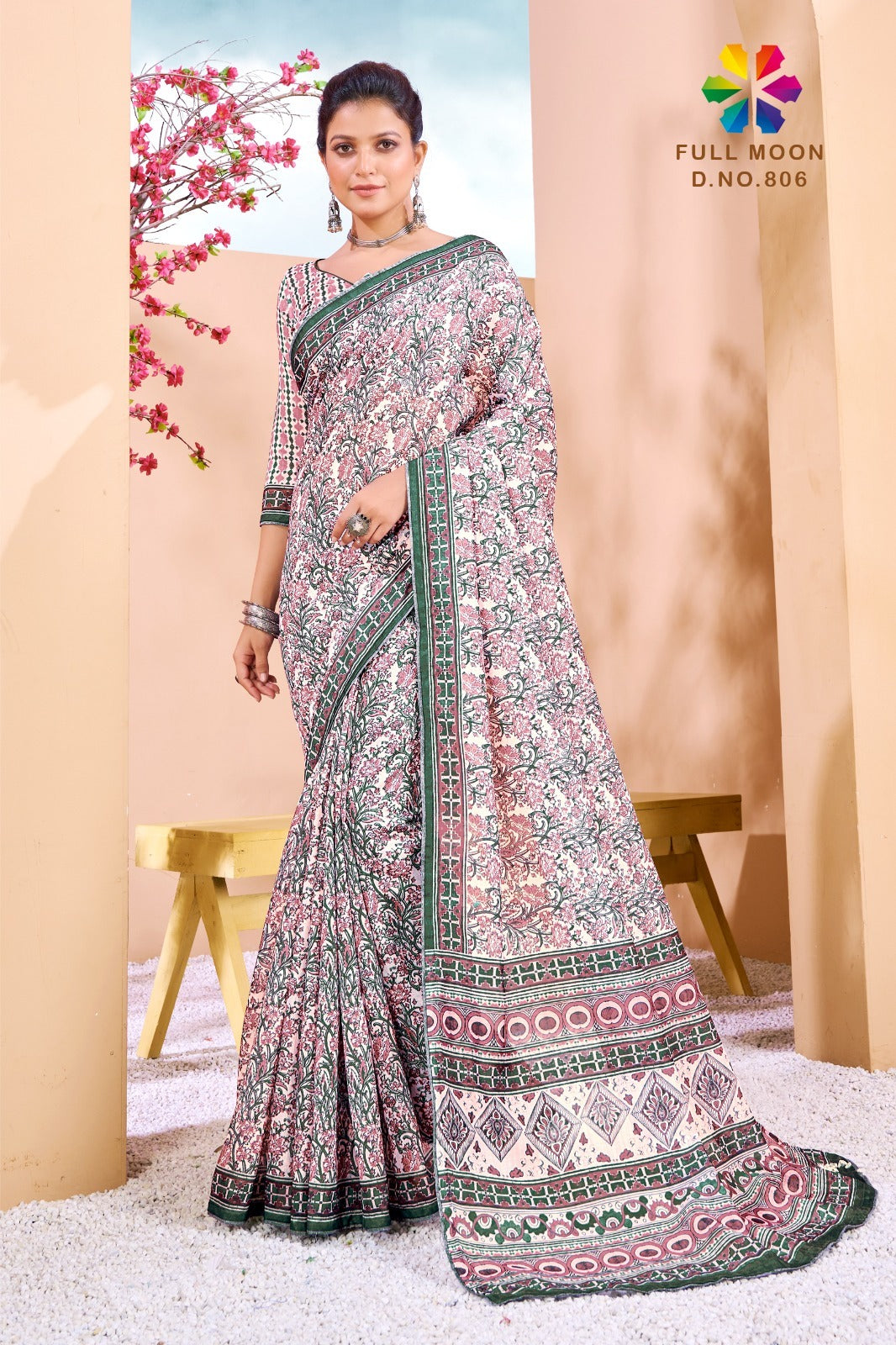 Full Moon 801 To 809 Jivora Chanderi Silk Sarees Supplier Gujarat