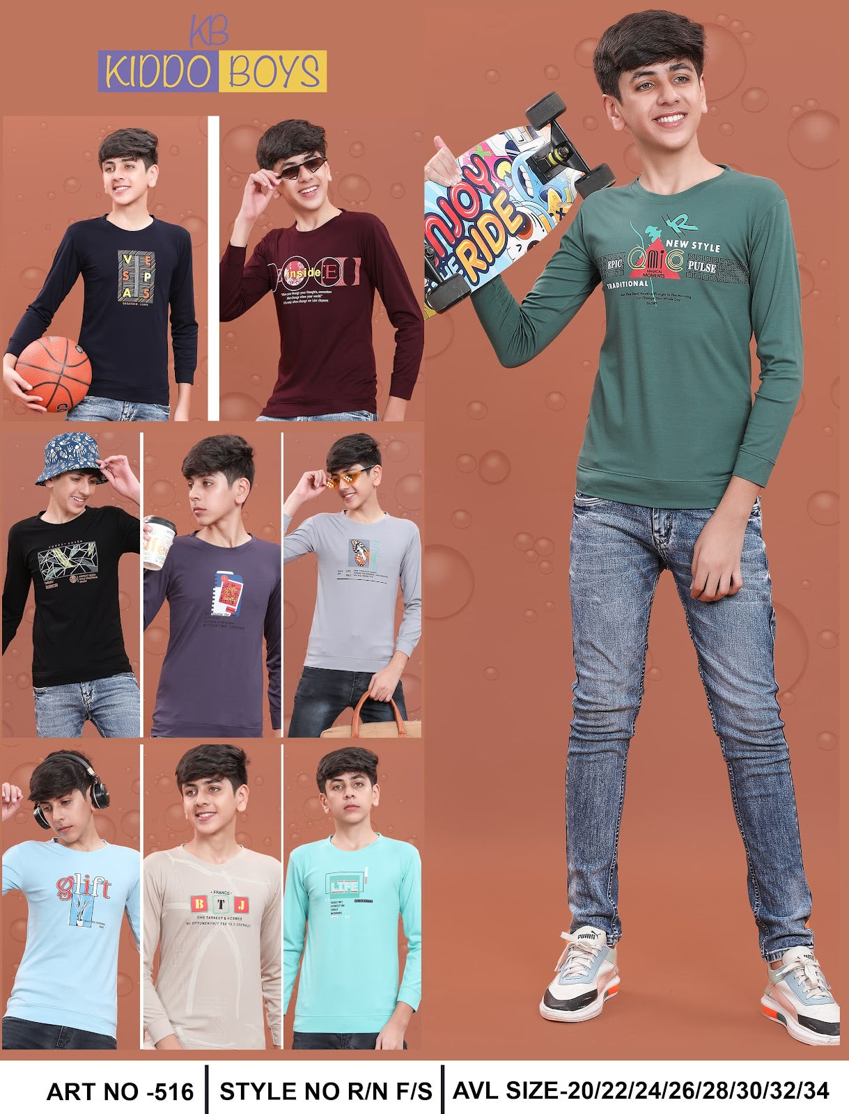 Full Sleeves Art 516 Kiddo Lycra Boys Tshirt Exporter Gujarat