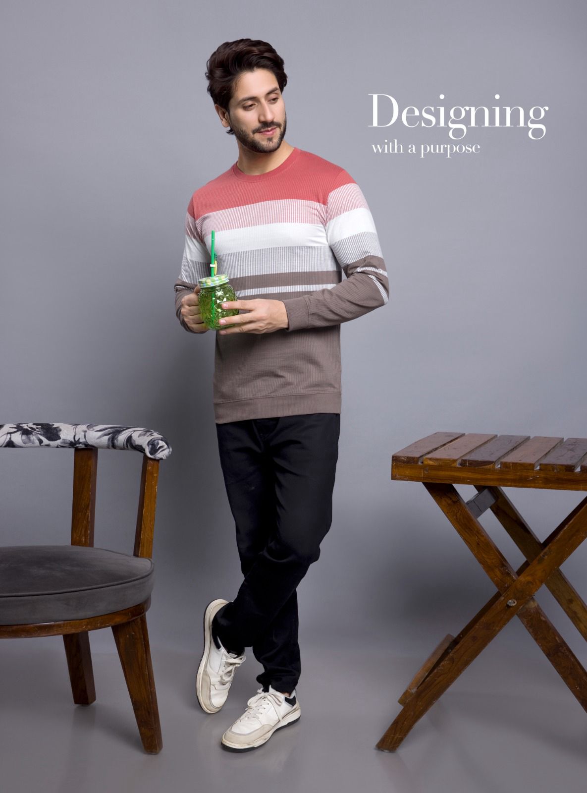 Full Sleeves Design A-154 Mod Zone Stripes Mens Tshirts Wholesaler Ahmedabad