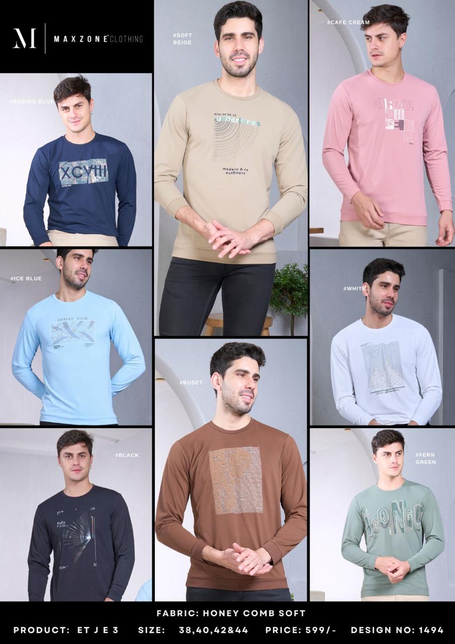 Full Sleeves Et J E 3 Maxzone Clothing Honey Comb Mens Tshirts Exporter Gujarat