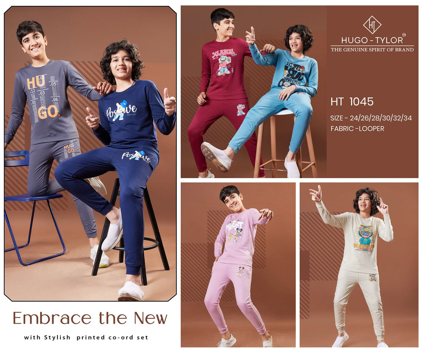 Full Sleeves Ht 1045 Hugo Tylor Cotton Boys Co Ord Set Wholesale