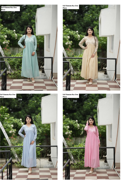 Full Sleeves Ruc Georgette One Piece Wholesale