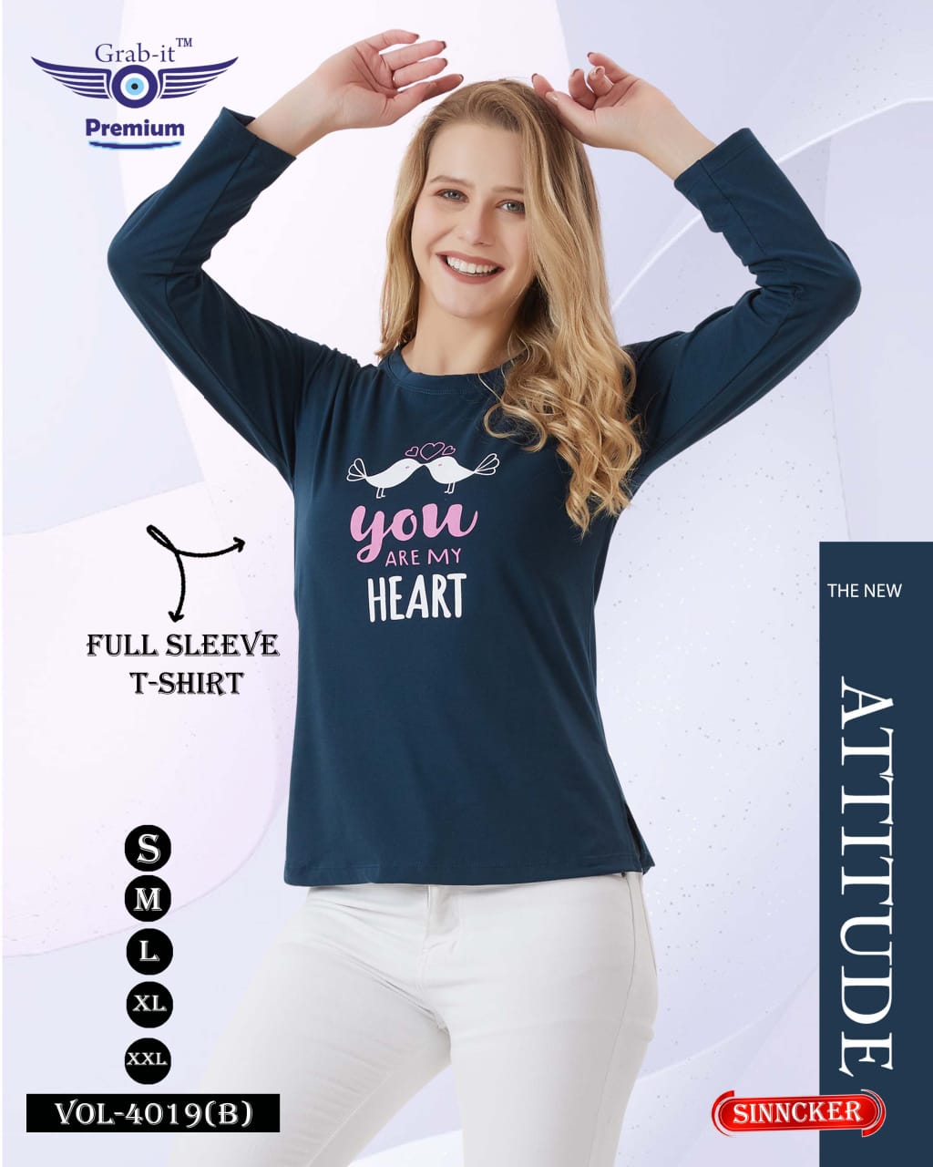 Full Sleeves Vol 4019 B Grab It Sinker Women Tshirt Exporter Gujarat