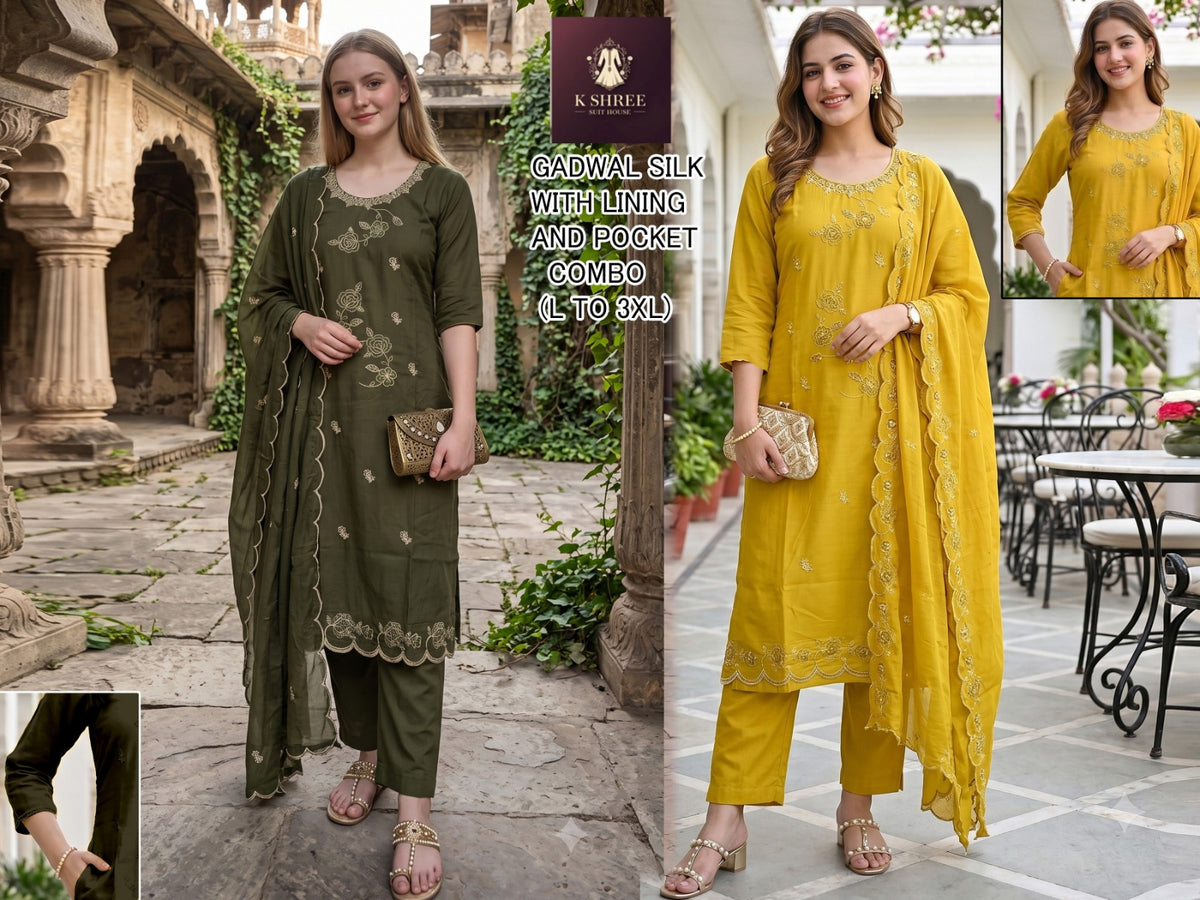 Gadwal Silk 0710 K Shree Readymade Pant Style Suits Exporter