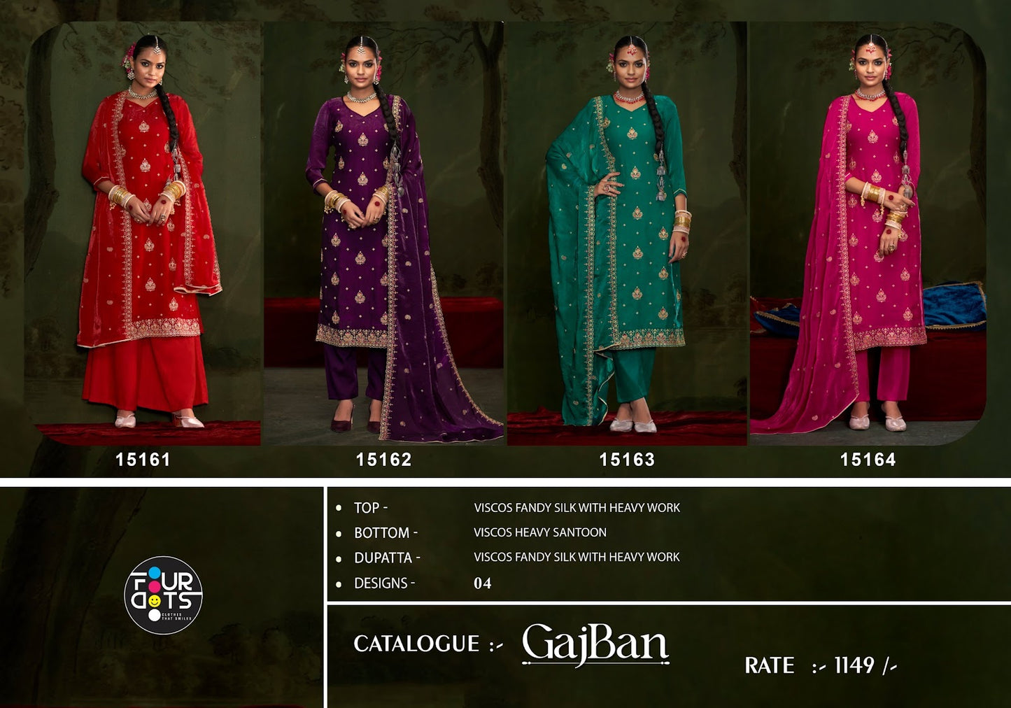 Gajban Four Dots Viscose Pant Style Suits Exporter Gujarat