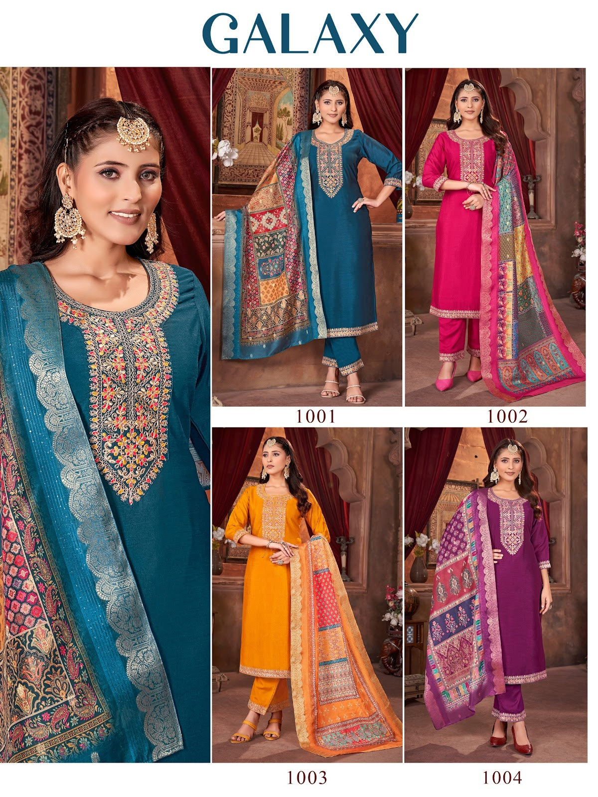 Galaxy Banwery Vichitra Silk Readymade Pant Style Suits Supplier Gujarat