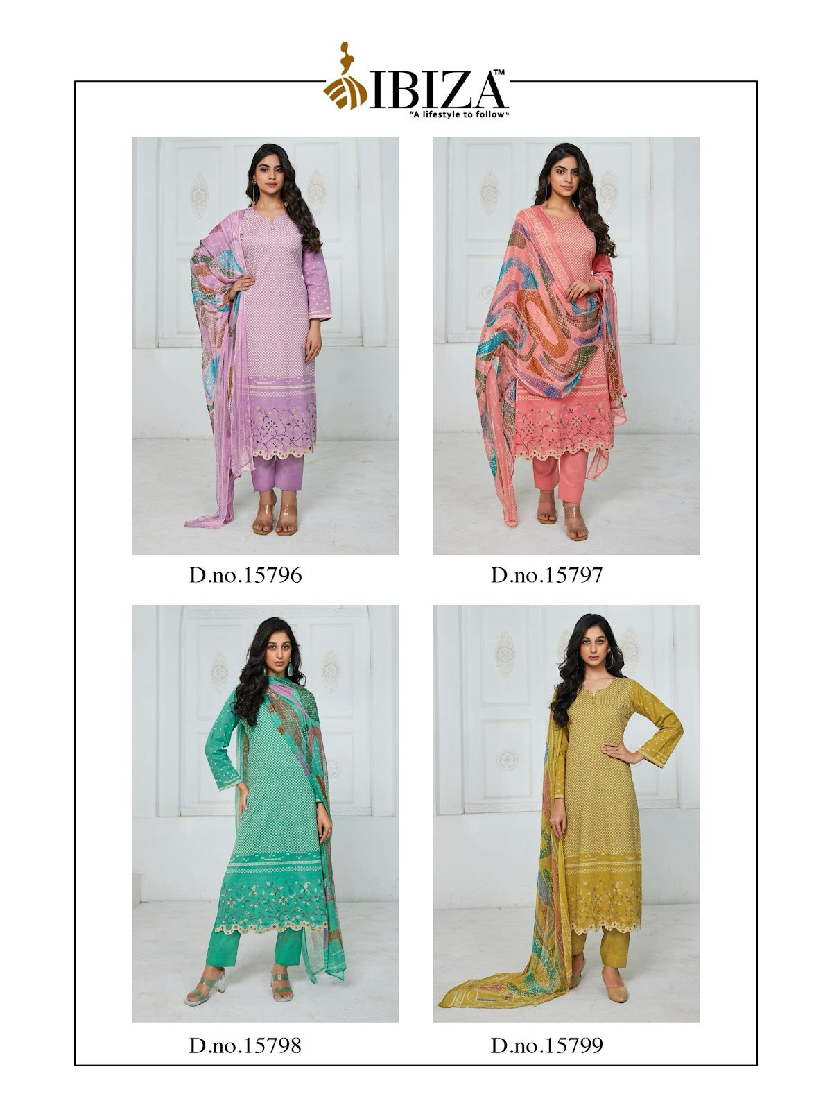 Galexy Ibiza Cambric Cotton Pant Style Suits Supplier India