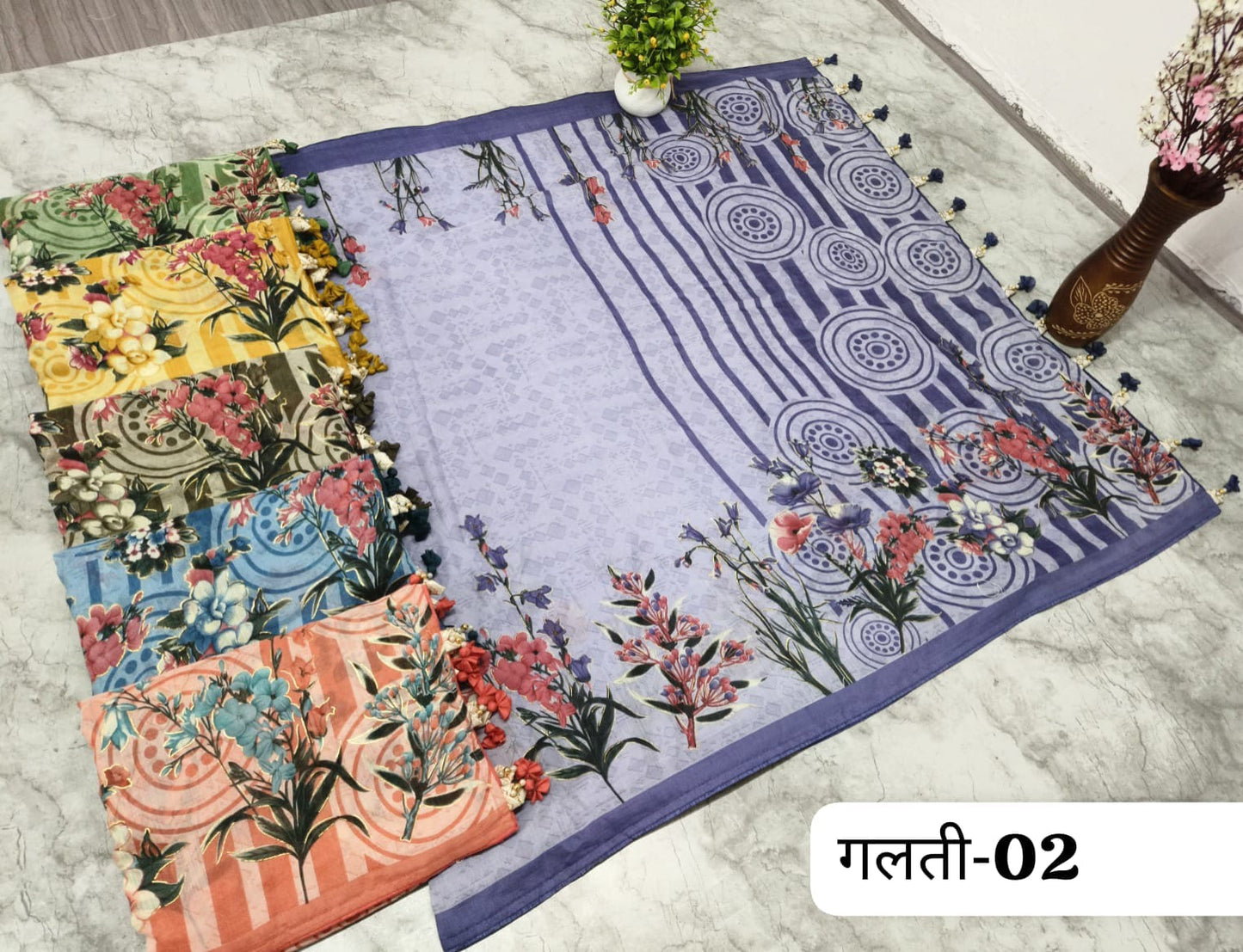 Galti 2 Kalpveli Muslin Cotton Sarees