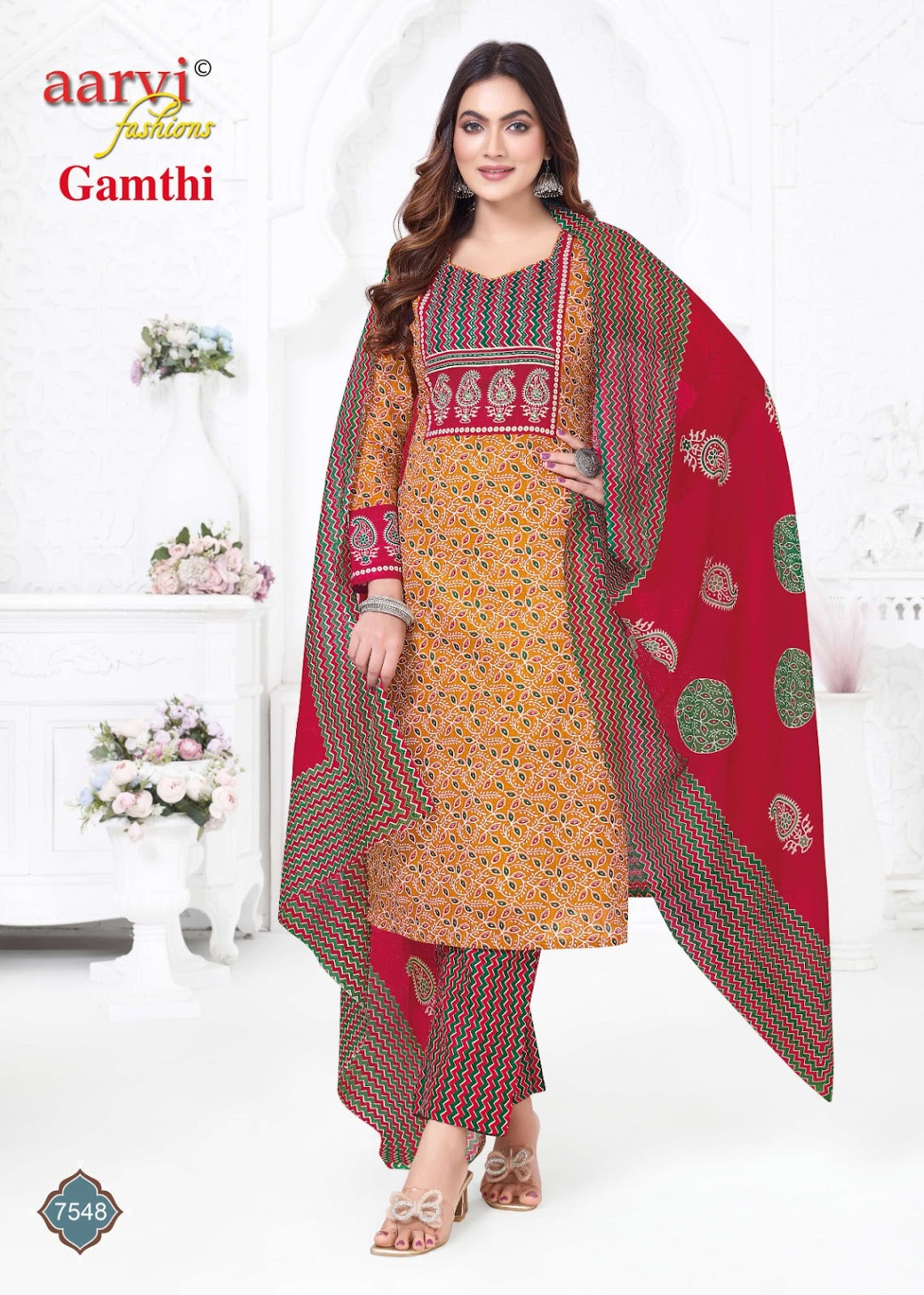 Gamthi Vol 11 Aarvi Fashions Readymade Cotton Pant Suits Exporter Ahmedabad