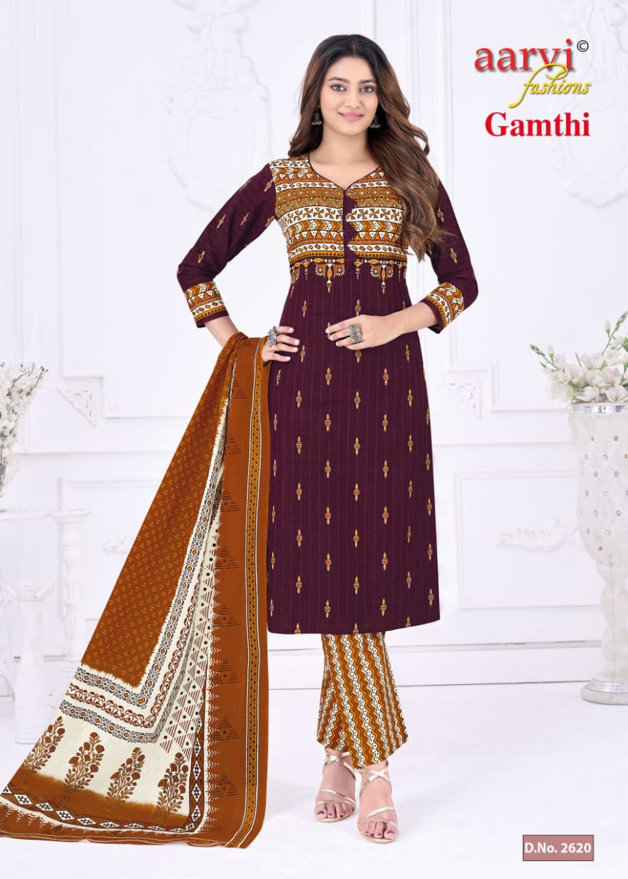 Gamthi Vol 13 Aarvi Fashions Readymade Cotton Pant Suits Exporter India