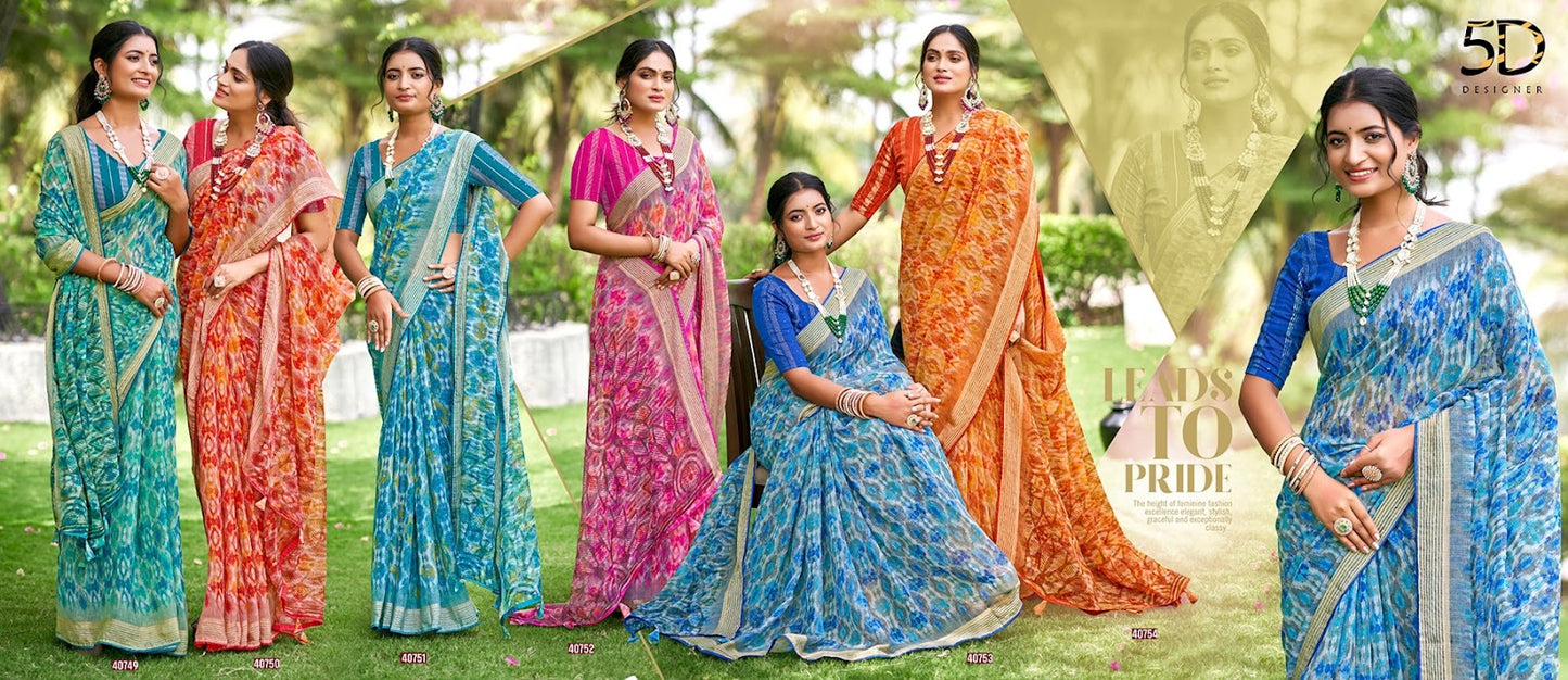 Ganga Vol 4 5D Designer Chiffon Sarees Manufacturer