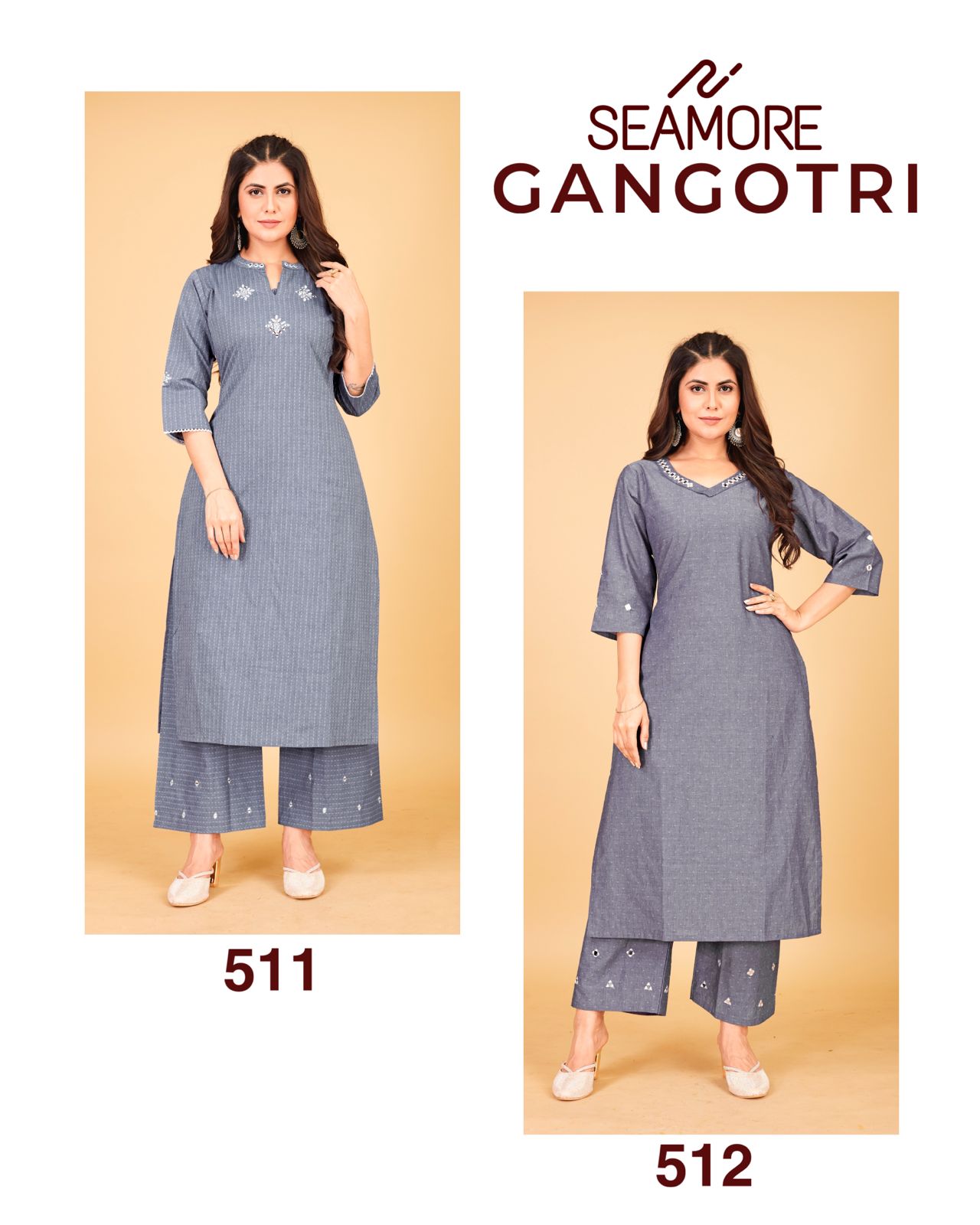 Gangotri Seamore Denim Kurti Plazzo Set