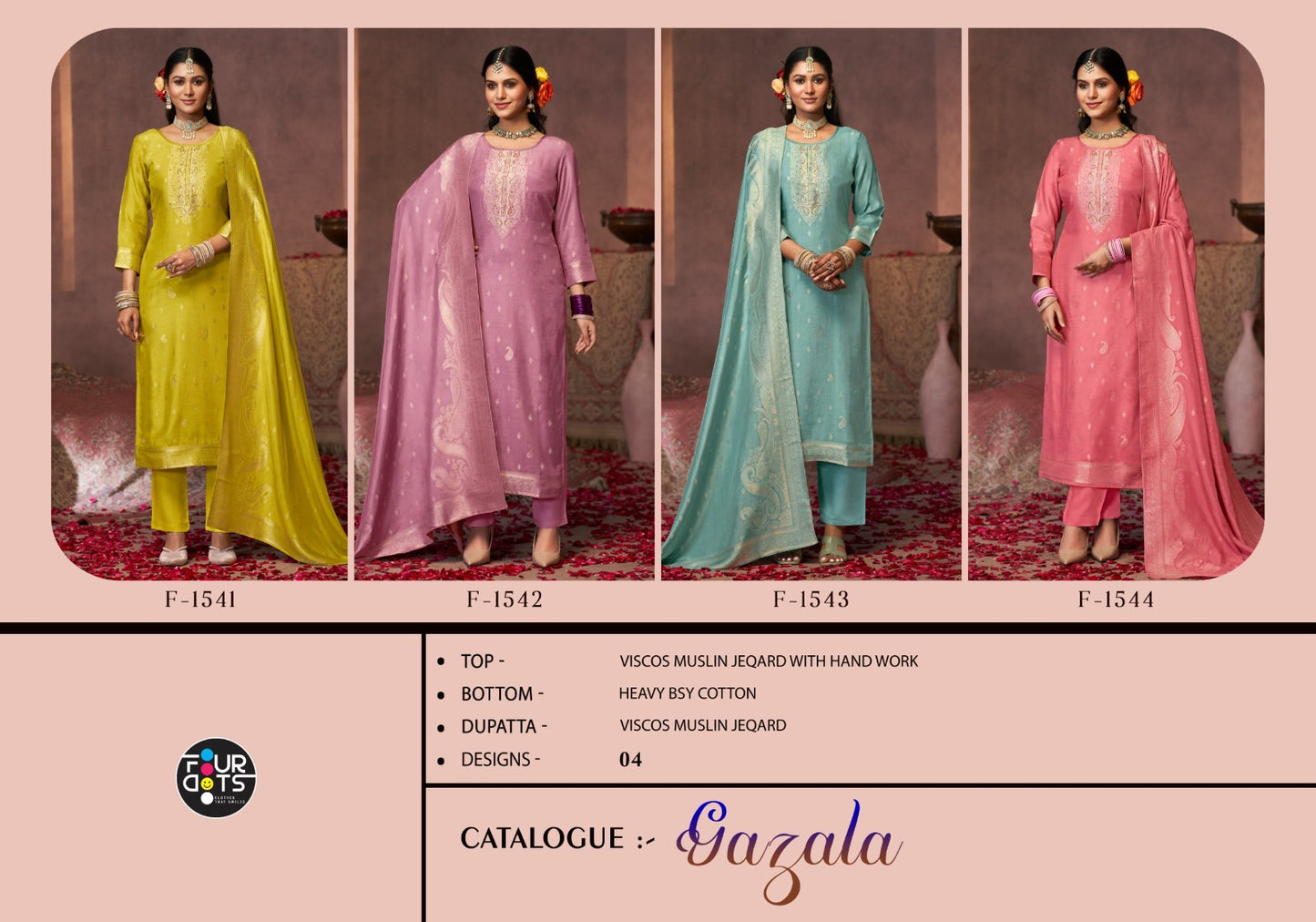Gazala Four Dots Viscose Muslin Pant Style Suits Supplier Ahmedabad