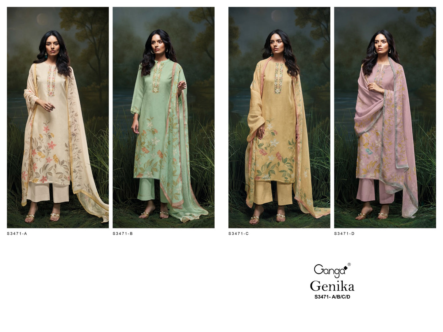 Genika S3471 Ganga Premium Cotton Pant Style Suits Manufacturer