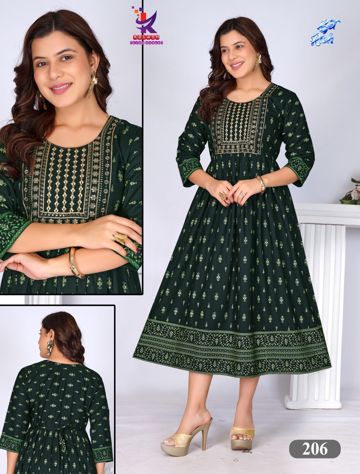 Get Rich Mlm Kalash Lifestyle Rayon Anarkali Kurtis Exporter India