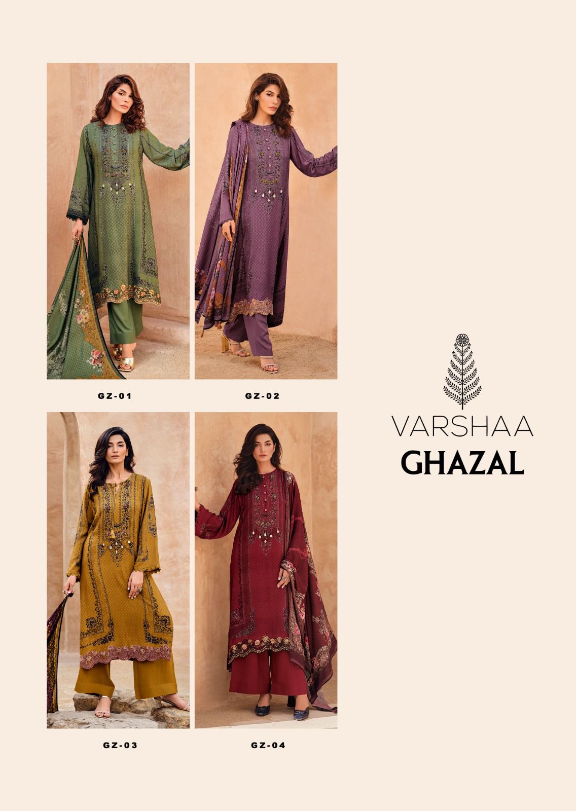 Ghazal Varsha Fashions Viscose Muslin Plazzo Style Suits Manufacturer