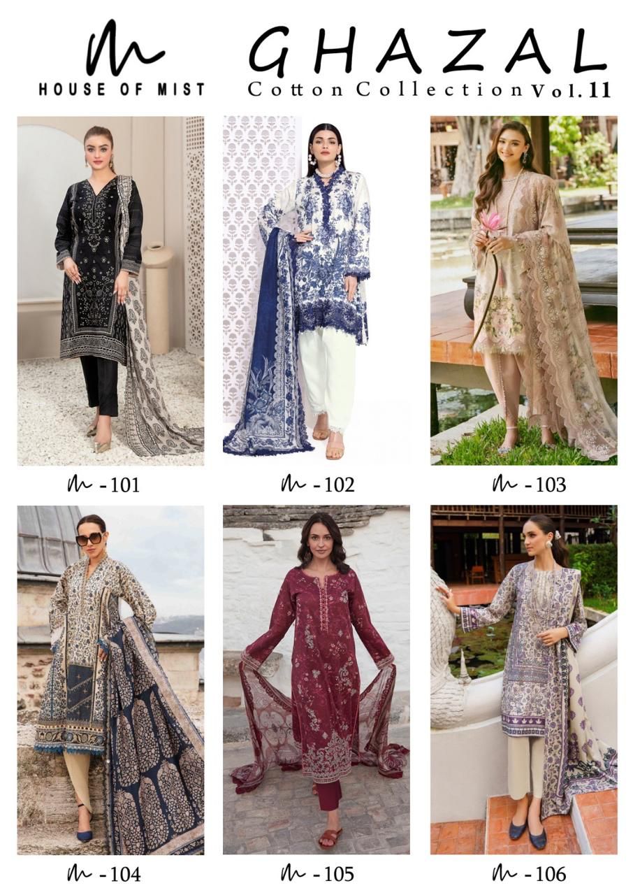 Ghazal Vol 11 Cotton Collection House Of Mist Karachi Salwar Suits Exporter India