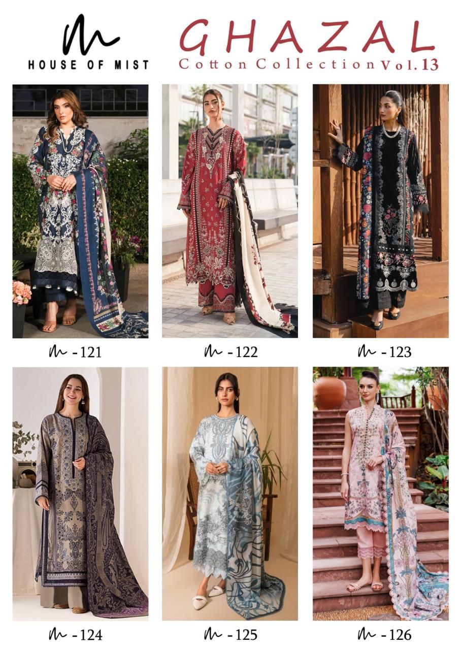Ghazal Vol 13 Cotton Collection House Of Mist Karachi Salwar Suits Supplier India