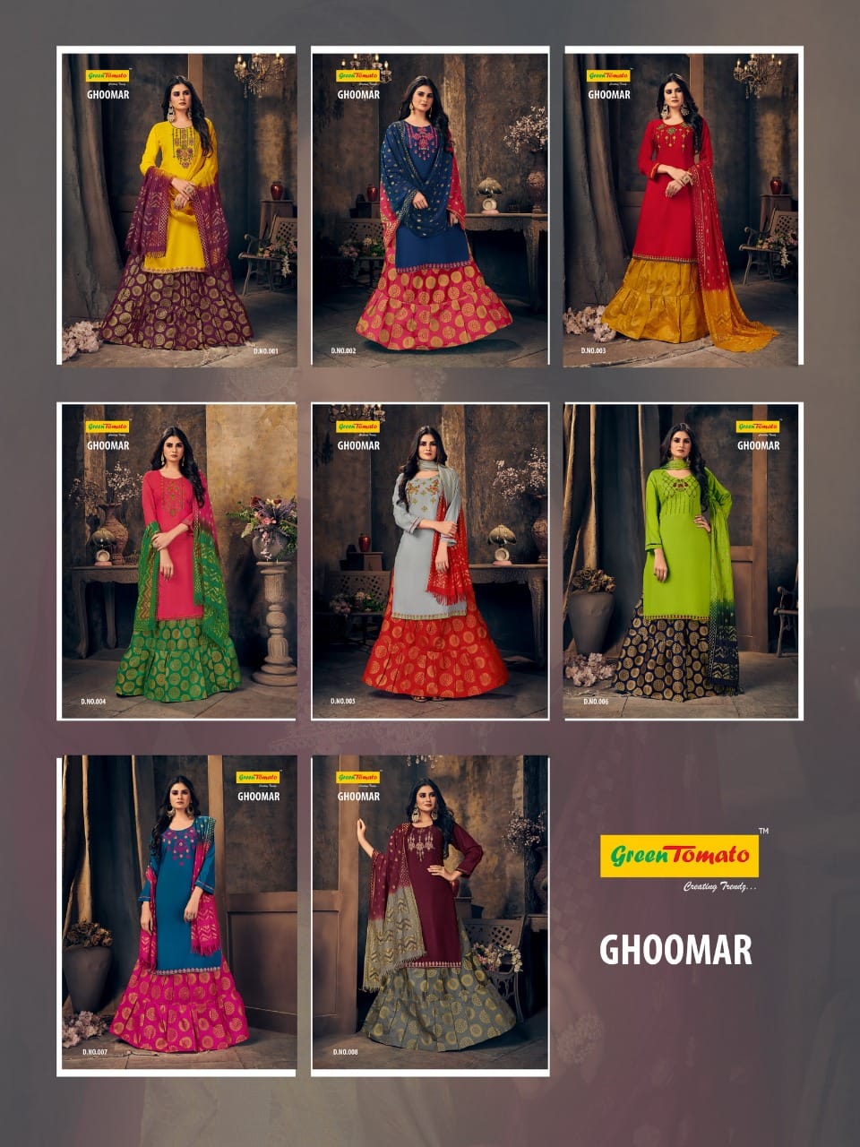 Ghoomar Green Tomato Rayon Readymade Skirt Style Suits Manufacturer