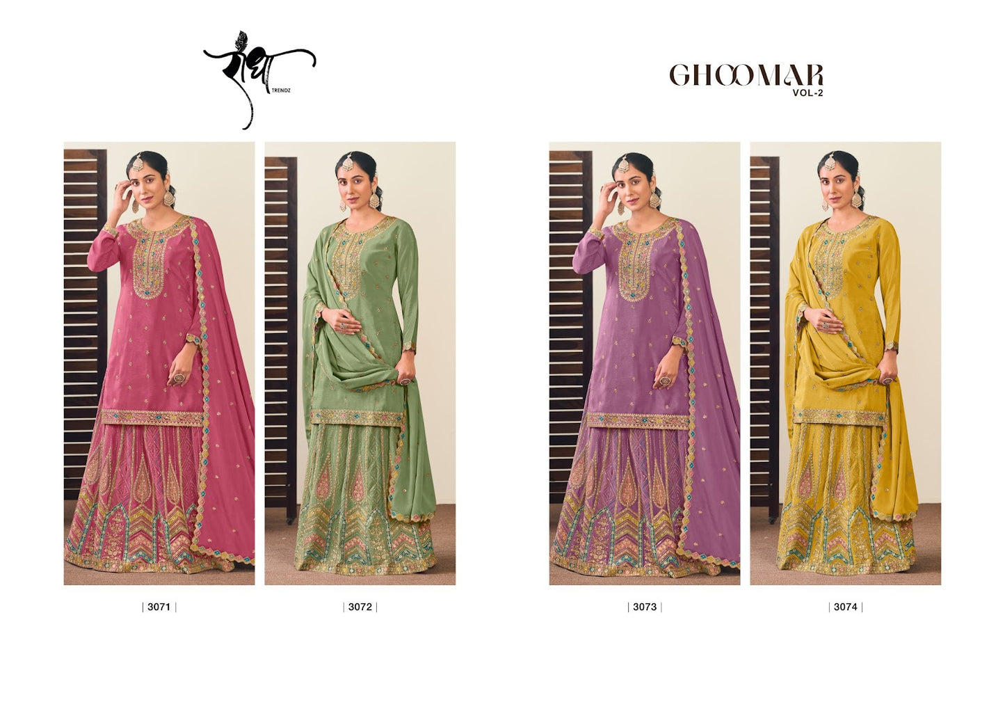 Ghoomar Vol 2 Radha Trendz Chinon Readymade Skirt Style Suits Manufacturer Gujarat