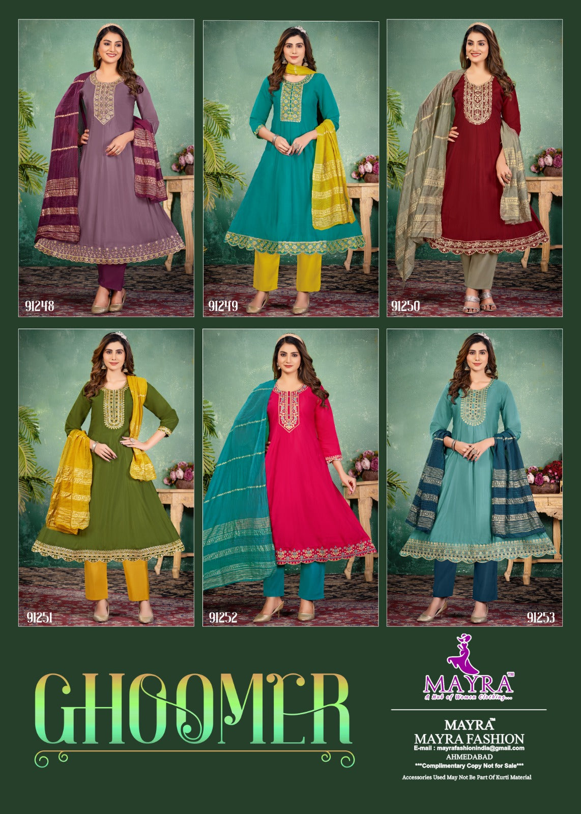 Ghoomer Mayra Roman Silk Readymade Anarkali Suits Supplier India