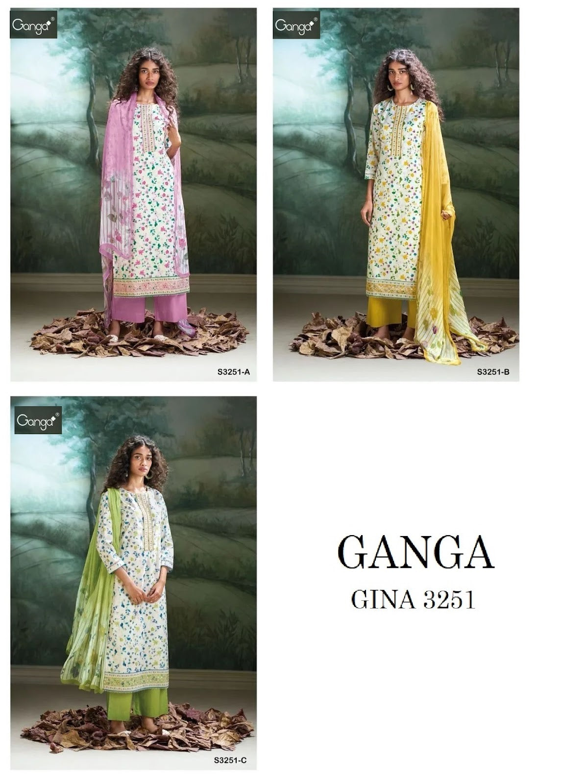 Gina 3251 Ganga Premium Cotton Pant Style Suits Supplier