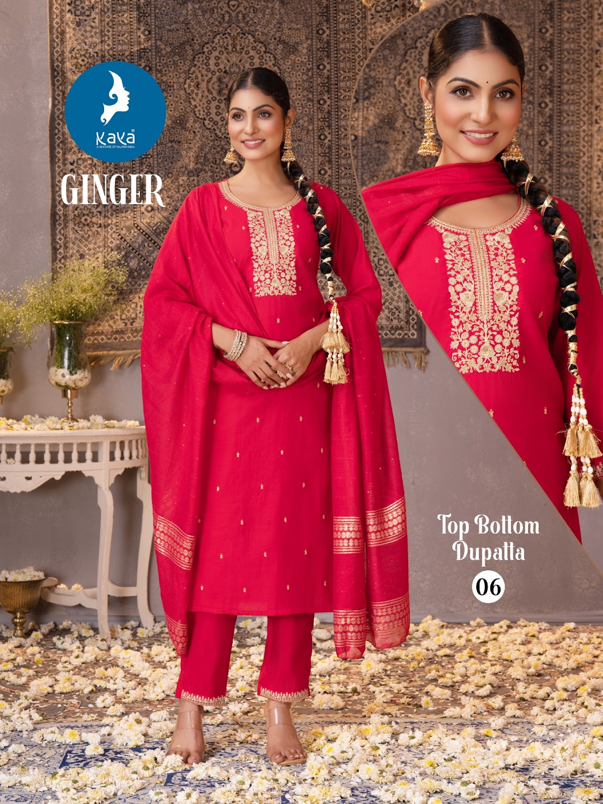 Ginger Kaya Roman Readymade Pant Style Suits Exporter Gujarat