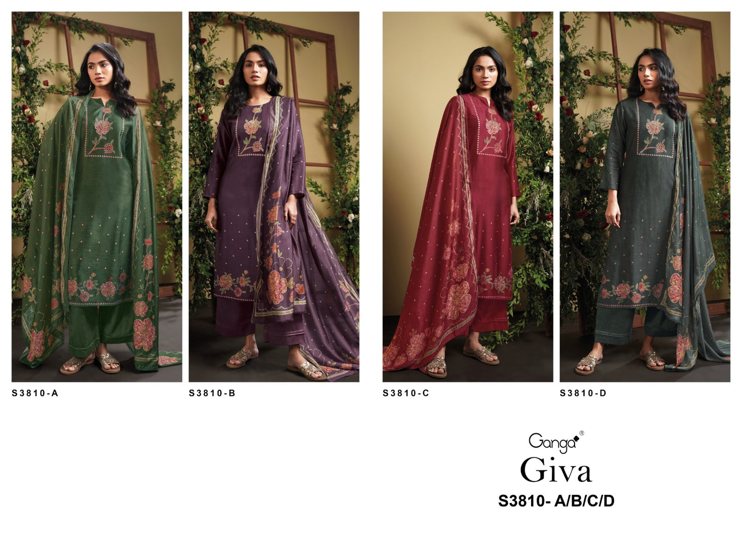 Giva 3810 Ganga Premium Bemberg Plazzo Style Suits Wholesaler India
