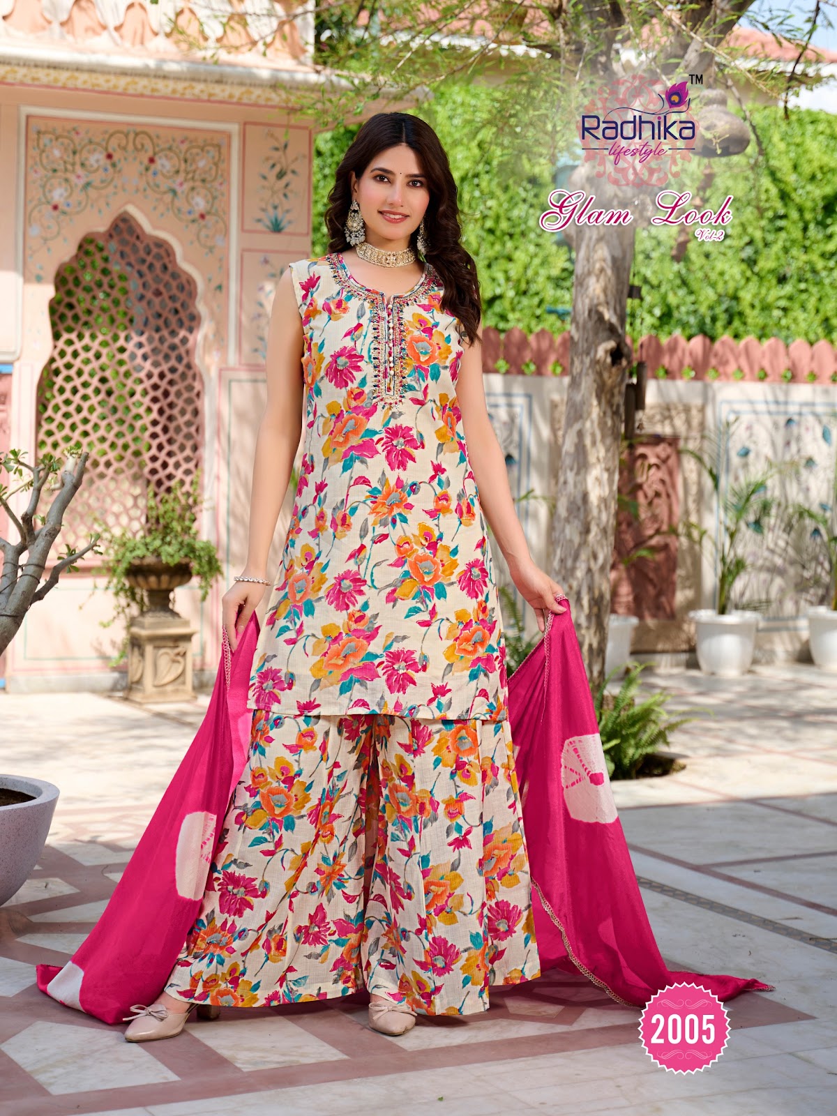 Glam Look Vol 2 Radhika Lifestyle Silk Readymade Plazzo Style Suits Supplier India