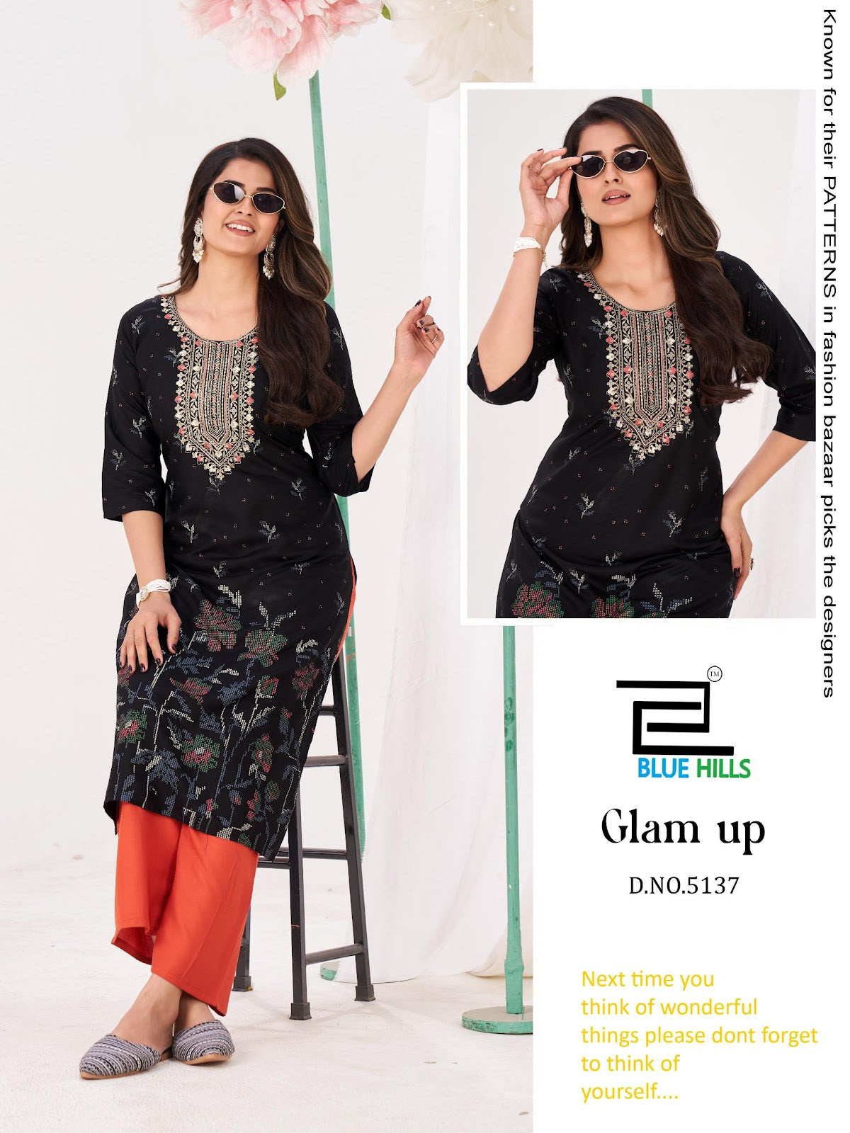 Glam Up Blue Hills Rayon 14Kg Kurti Plazzo Set Wholesale Price