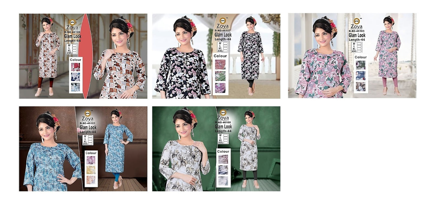 Glamlook 2806 Zoya Straight Cut Kurtis Wholesale Rate