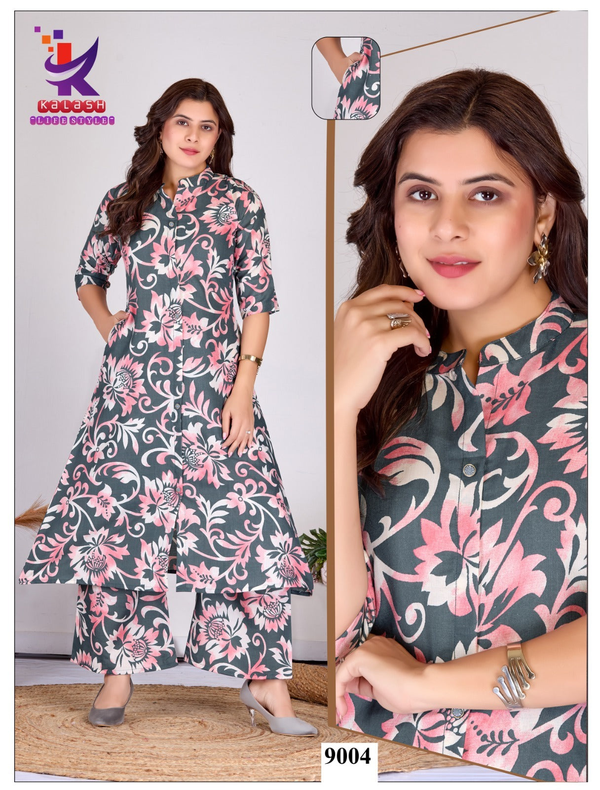 Glamour Look 2 Mlm Kalash Lifestyle Rayon 14Kg Kurti Plazzo Set Wholesaler