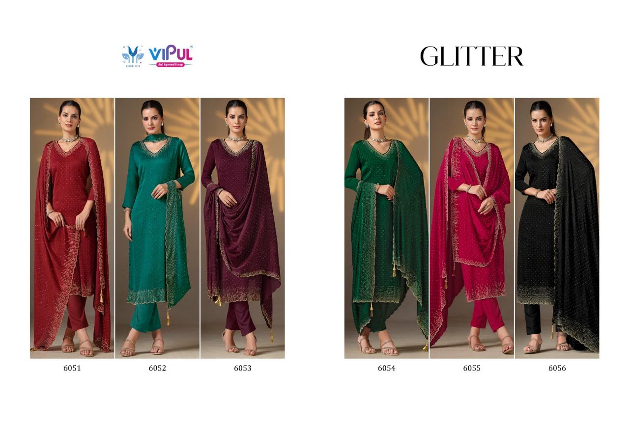 Glitter Vipul Satin Pant Style Suits Supplier Ahmedabad