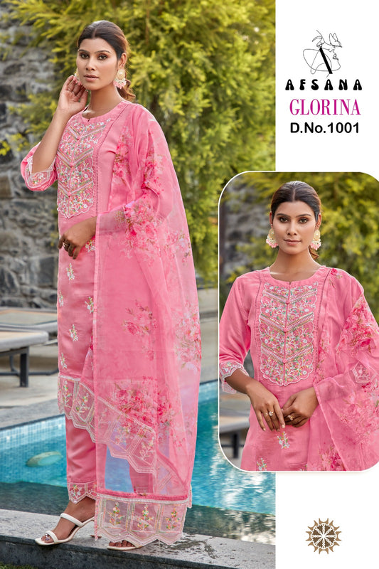 Glorina Afsana Roman Silk Readymade Pant Style Suits Wholesale