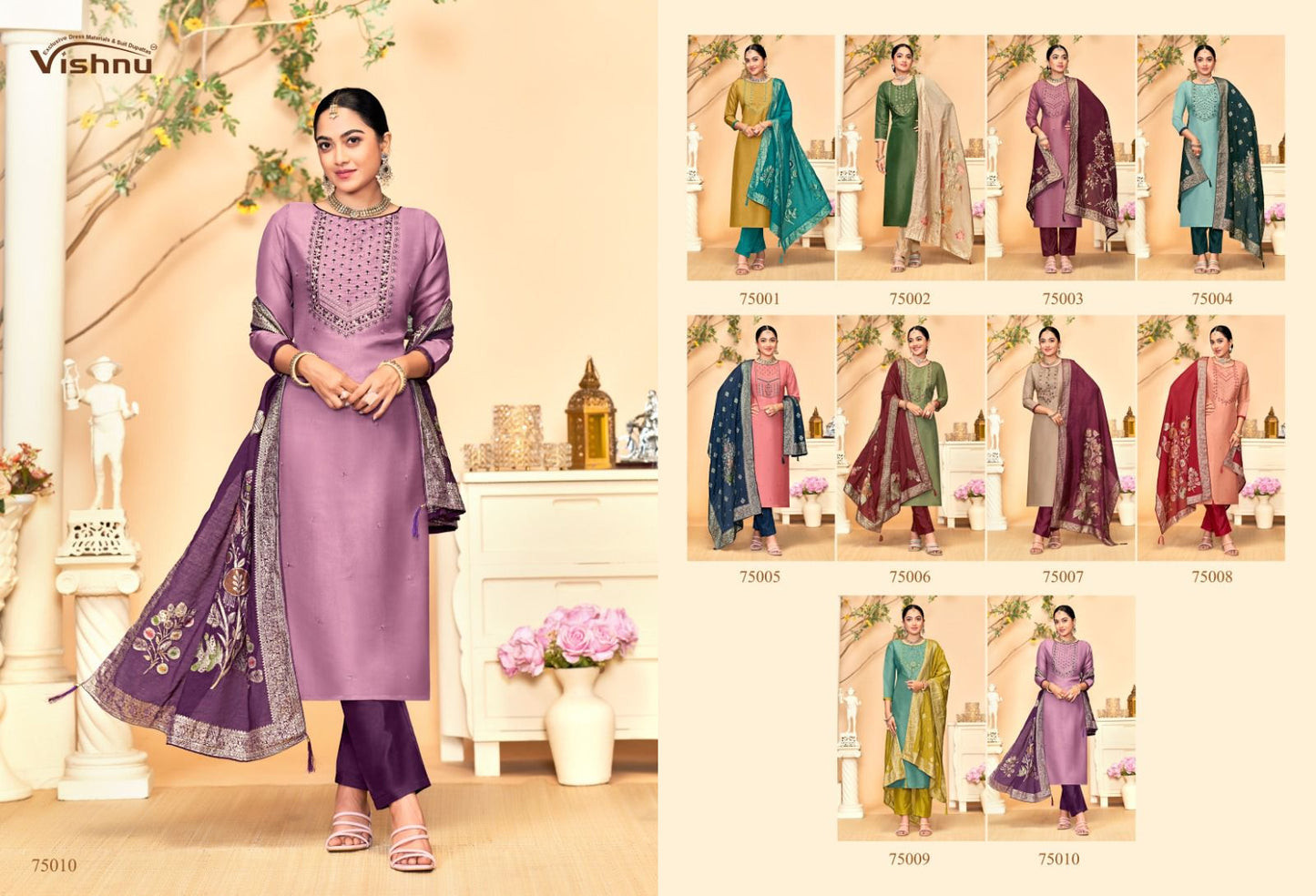 Glorious Vishnu Impex Simmer Pant Style Suits Wholesale Price