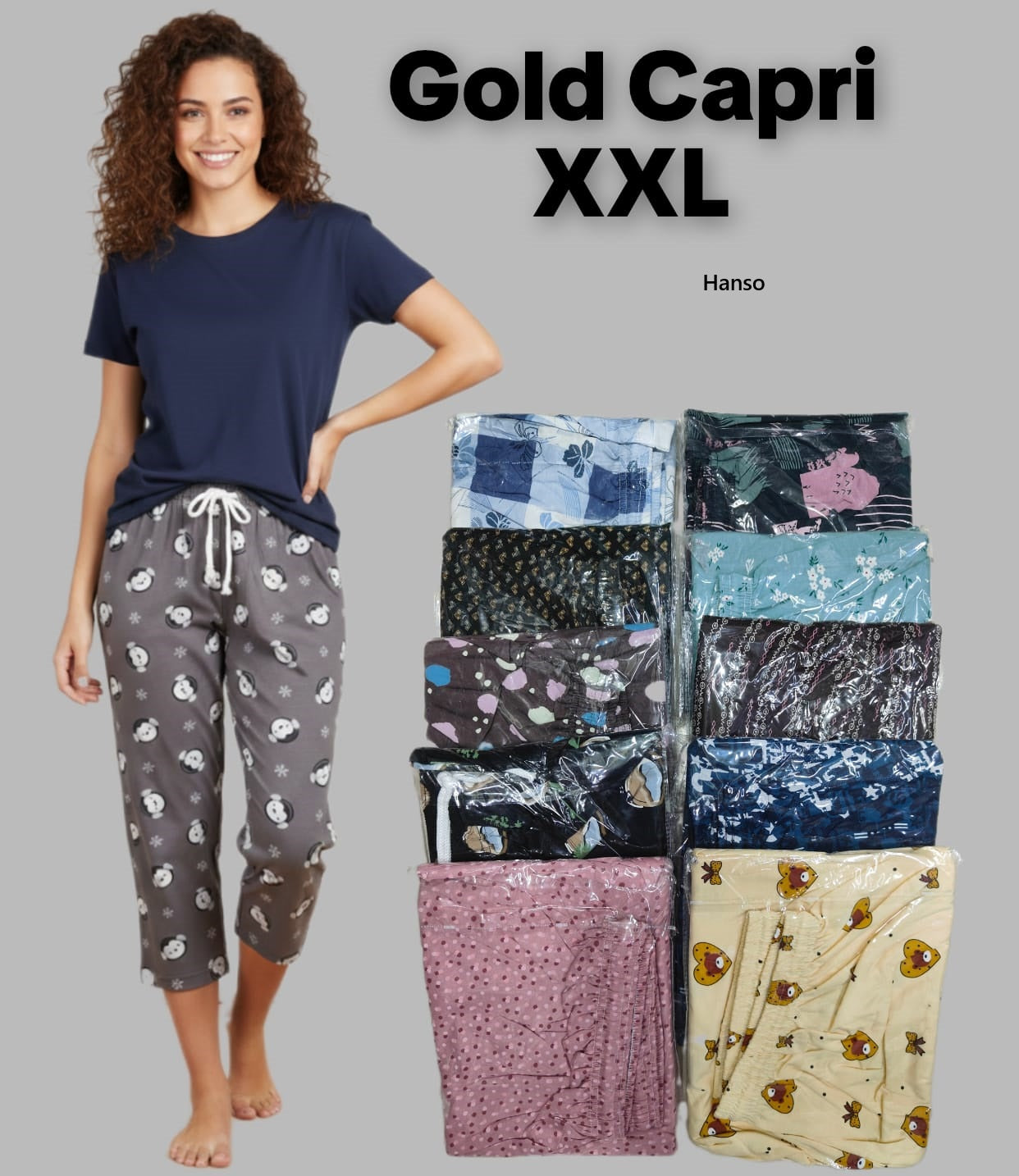 Gold 2302 Hanso Cotton Womens Capri Wholesale Rate