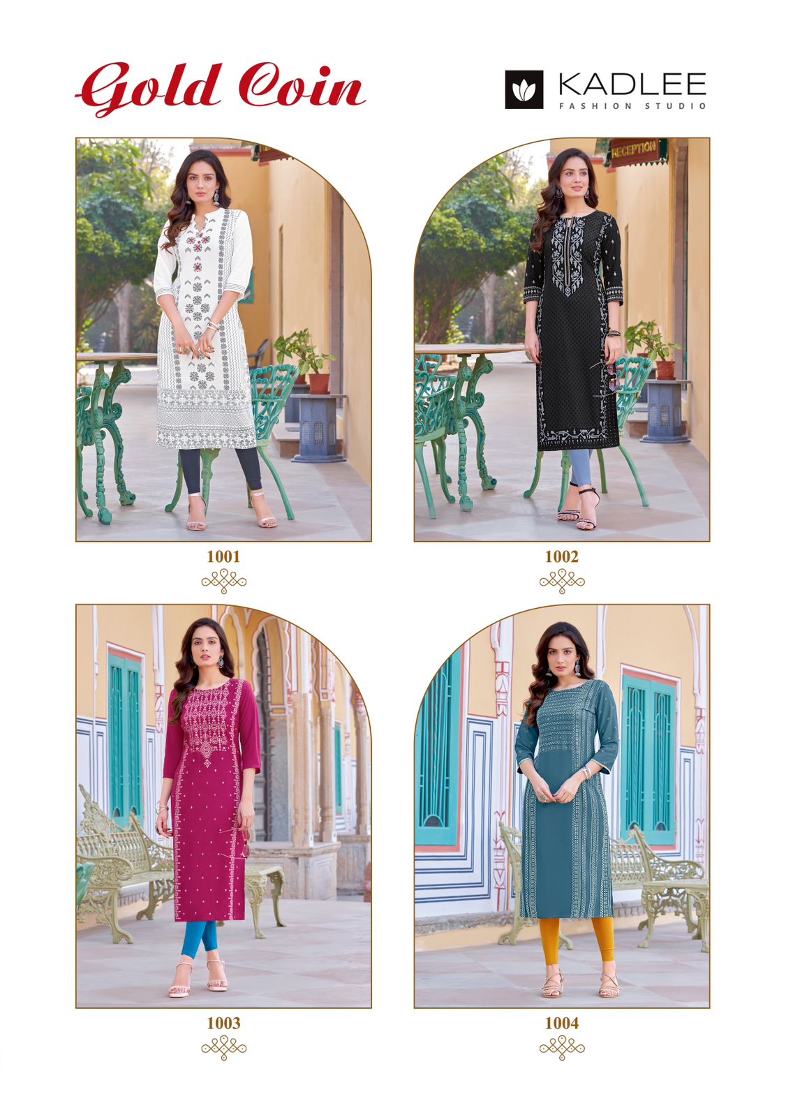 Gold Coin Kadlee Rayon Long Straight Kurti