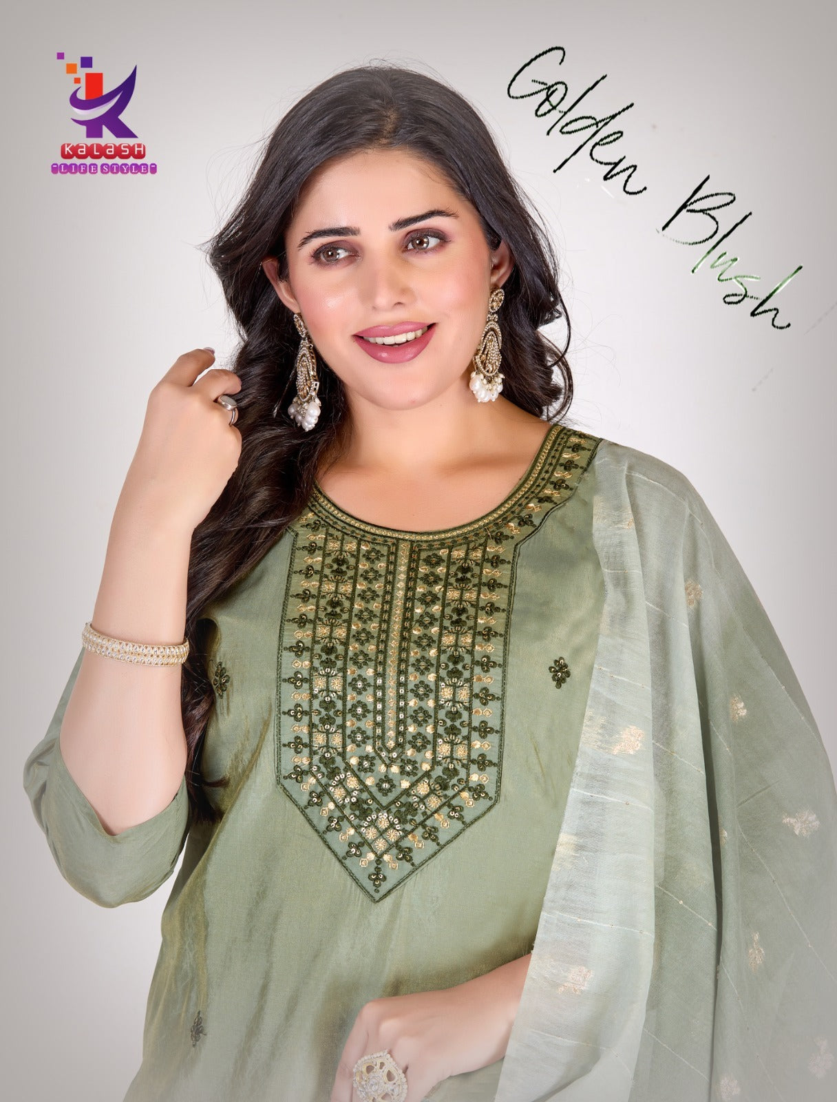 Golden Blush Mlm Kalash Lifestyle Roman Readymade Pant Style Suits Wholesale Price