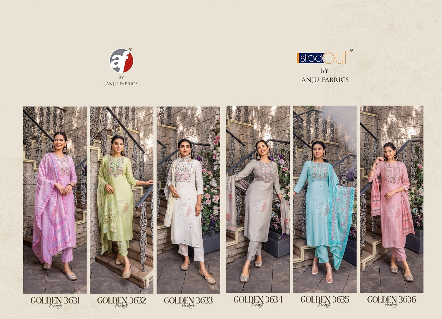 Golden Meadows Vol 3 Af Pure Muslin Readymade Pant Style Suits Supplier Ahmedabad