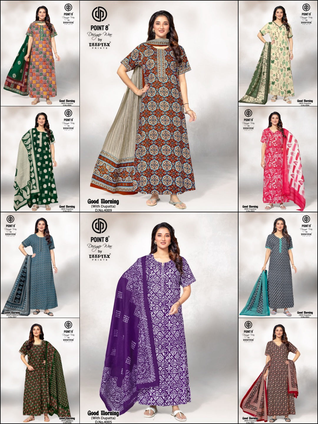 Good Morning Vol 4 With Dupatta Deeptex Prints Cotton Night Gowns Wholesaler Gujarat