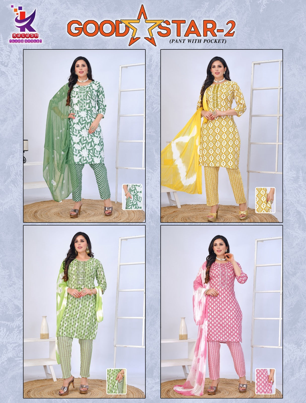Good Star 2 Mlm Kalash Lifestyle Two Tone Readymade Pant Style Suits Manufacturer
